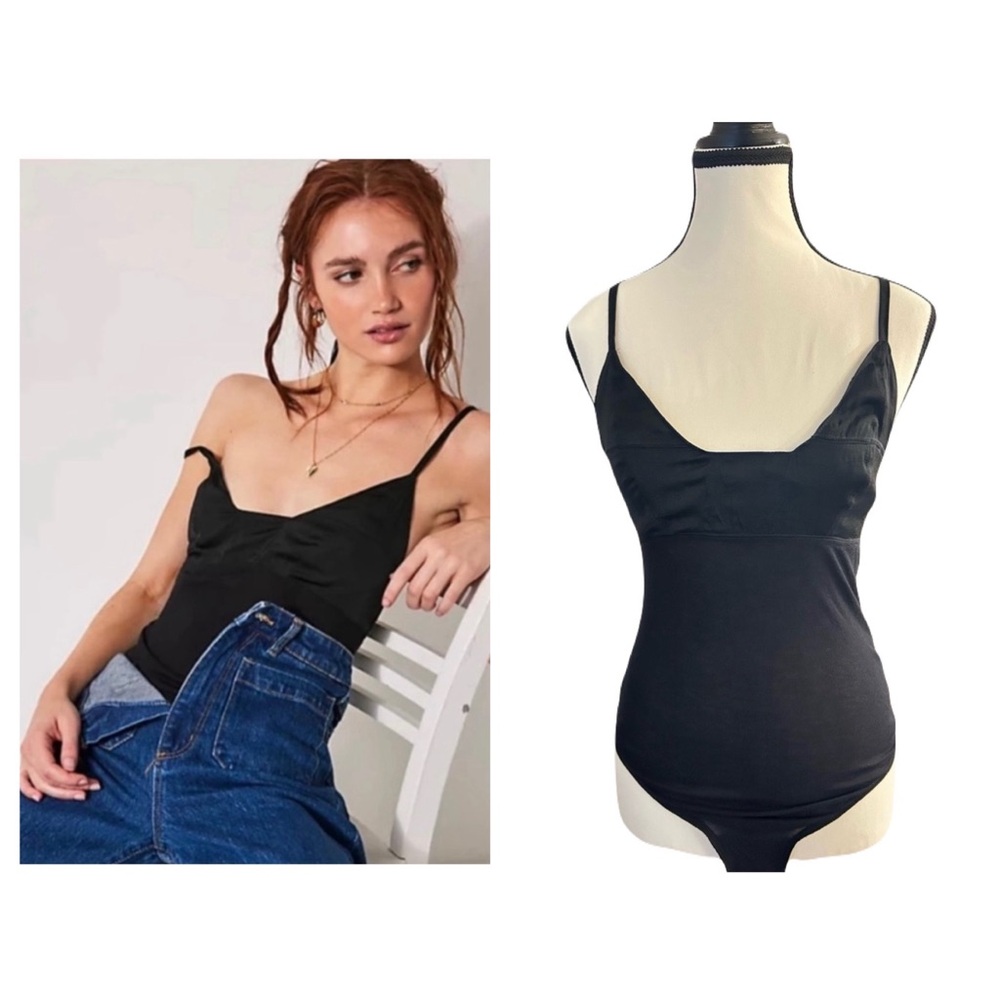 FREE People Night We Met Bodysuit Ribbed satin Intimately XS